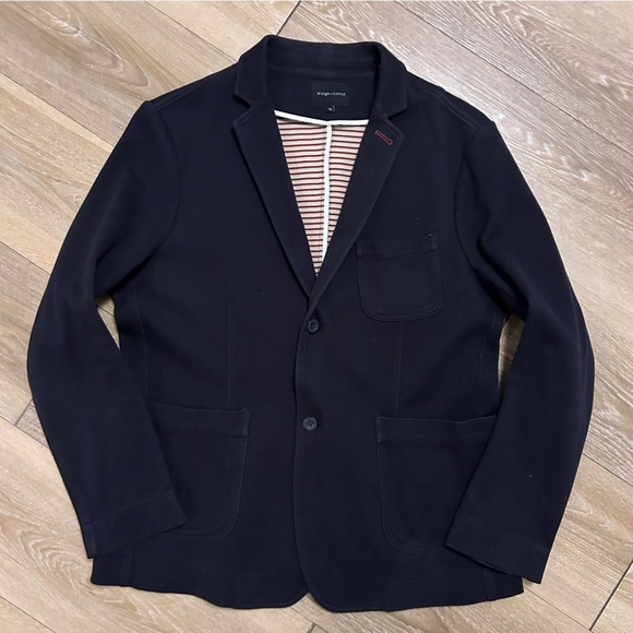 Wings + Horns Navy Pique Cotton Utility Blazer | Made in Canada - Picture 2 of 6